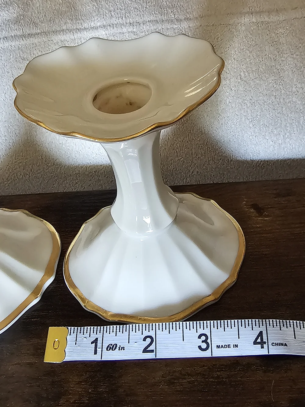 Lenox Symphony Pair Of Cream Gold Candlestick Holders